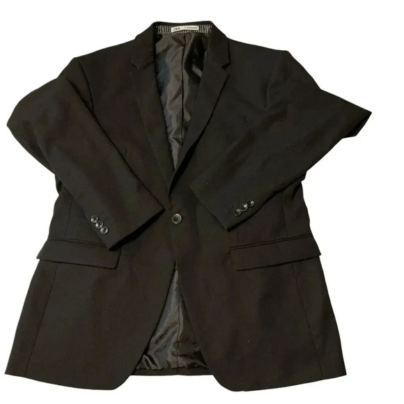 Zara Black Textured Single Button Sport Coat Blazer Jacket, 42 - Picture 1 of 12